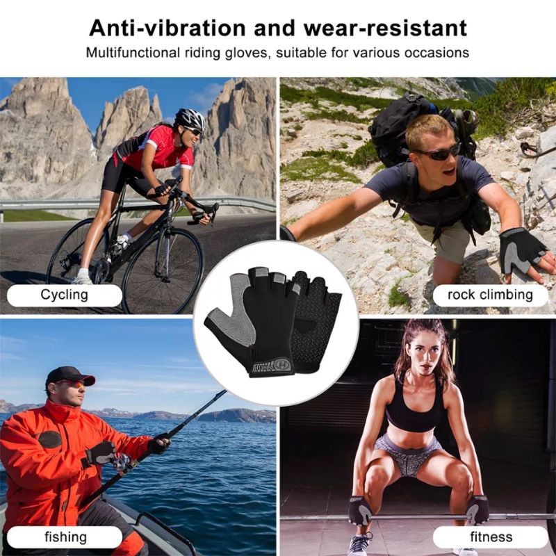 (COD) PL Sarung Tangan Olahraga Fitness Multifungsi Sepeda Sport Gloves Anti-Slip Glove Motor Sepeda Half finger Gym Sarung Tangan