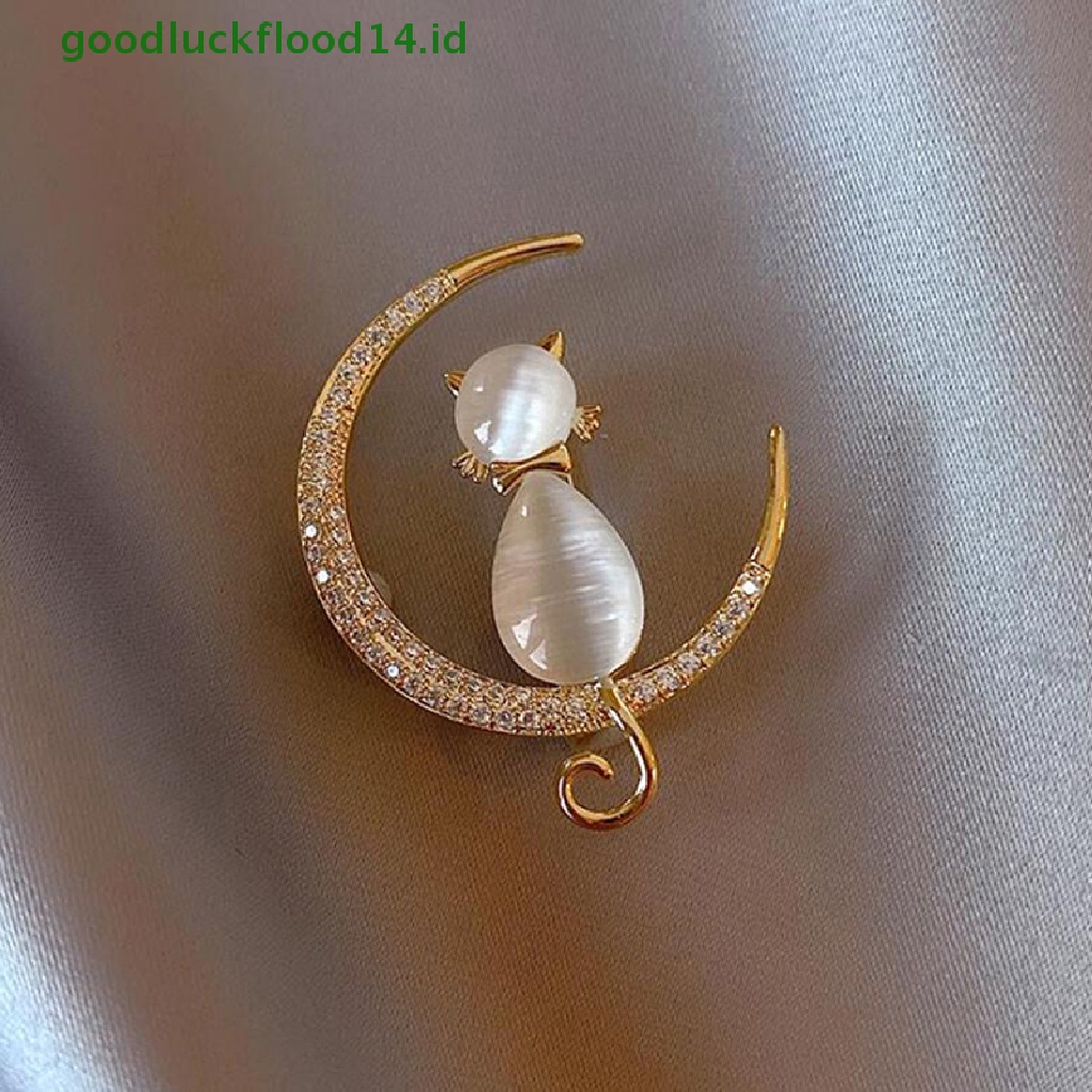 [GOOGFOUR] Bros Kucing Opal Berlian Imitasi Untuk Wanita Baroque Trendy Elegan Brooch Pin Hadiah [TOP]