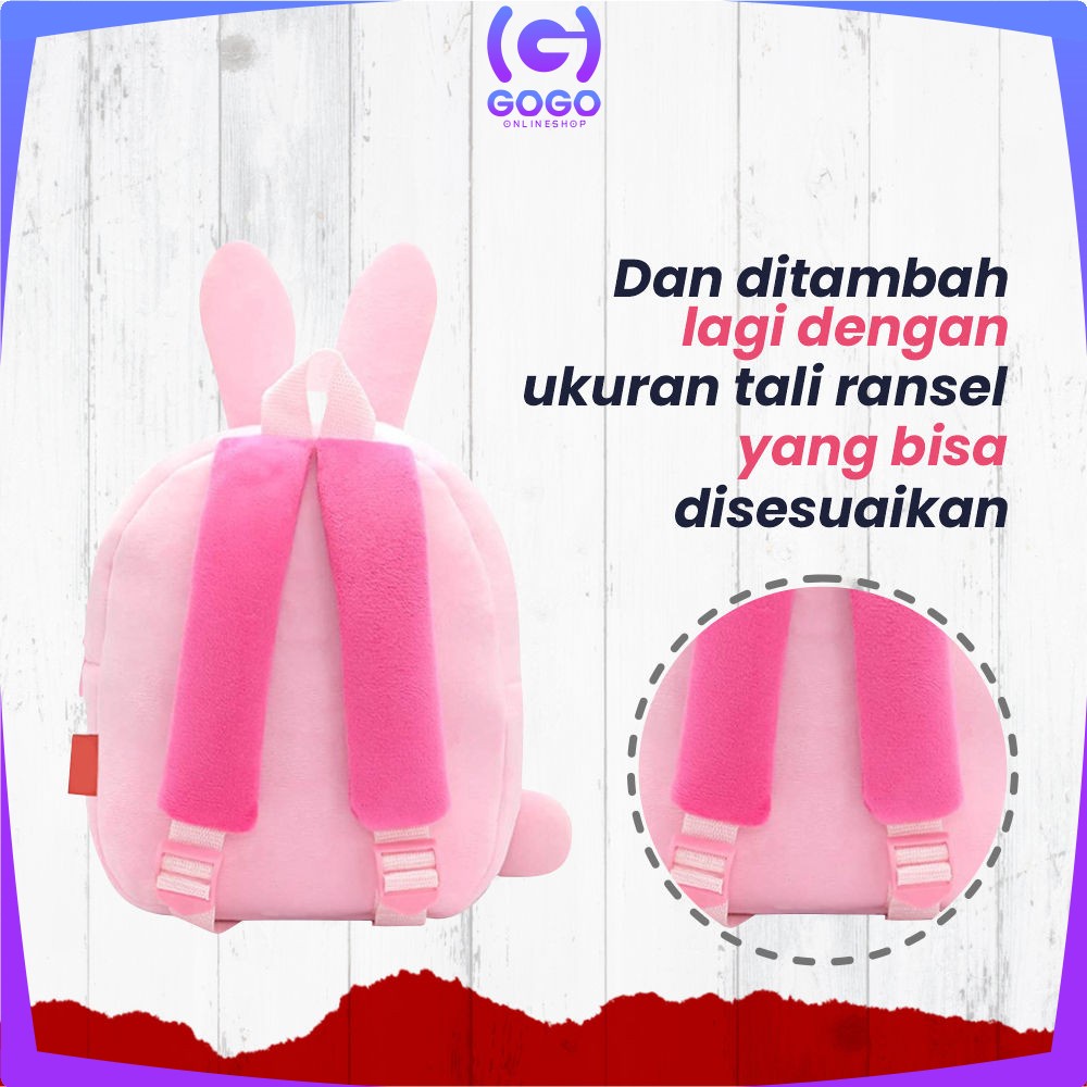 GOGO-T41 Tas Ransel Anak Backpack Anak Karakter Hewan / Ransel Anak Sekolah Karakter Animal Bahan Boneka