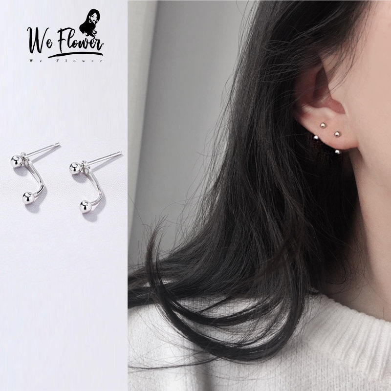 Kami Bunga Minimalis s925 Perak Manik-Manik Kecil Stud Anting-Anting Untuk Wanita Gadis Sederhana Fashion Kecil Bola Kait Anting-Anting Telinga Perhiasan Hadiah