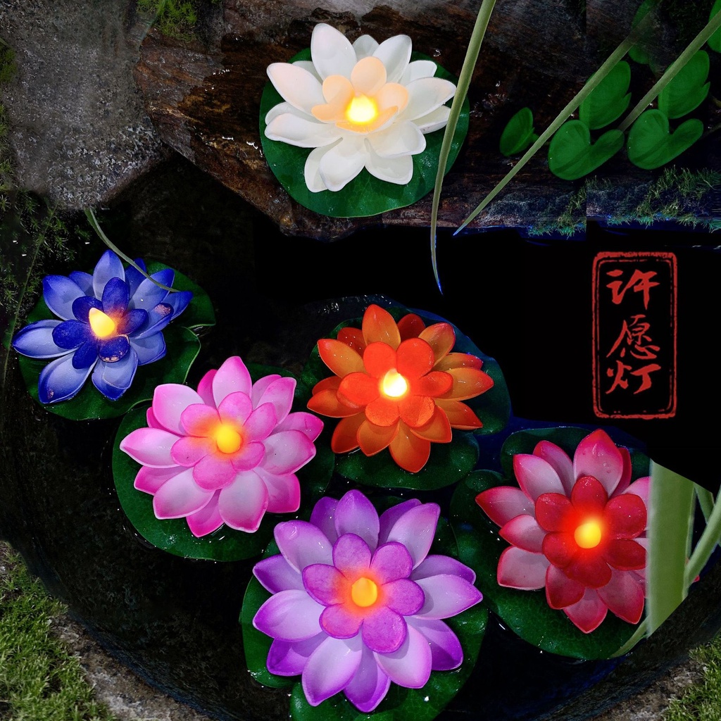 BUNGA LED LOTUS LAMPU IMLEK MENYALA BUNGA LOTUS ARTIFICIAL 1PCS ELEKTRIK TAHAN AIR CHINESE NEW YEAR BUNGA LOTUS Lampu LILIN BUNGA TERATAI Led Lampu Hias Air Elektrik Dekorasi Imlek LIGHT LAMP