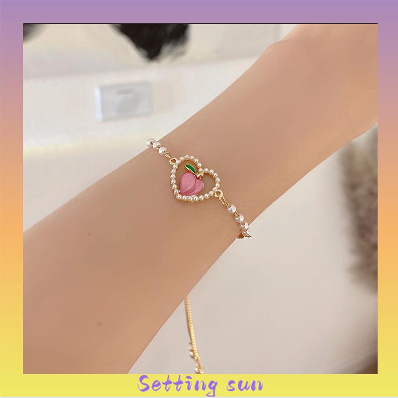 Gelang Hati Persik Simulasi Persik Manis Musim Panas Berlapis Emas Sweet TN