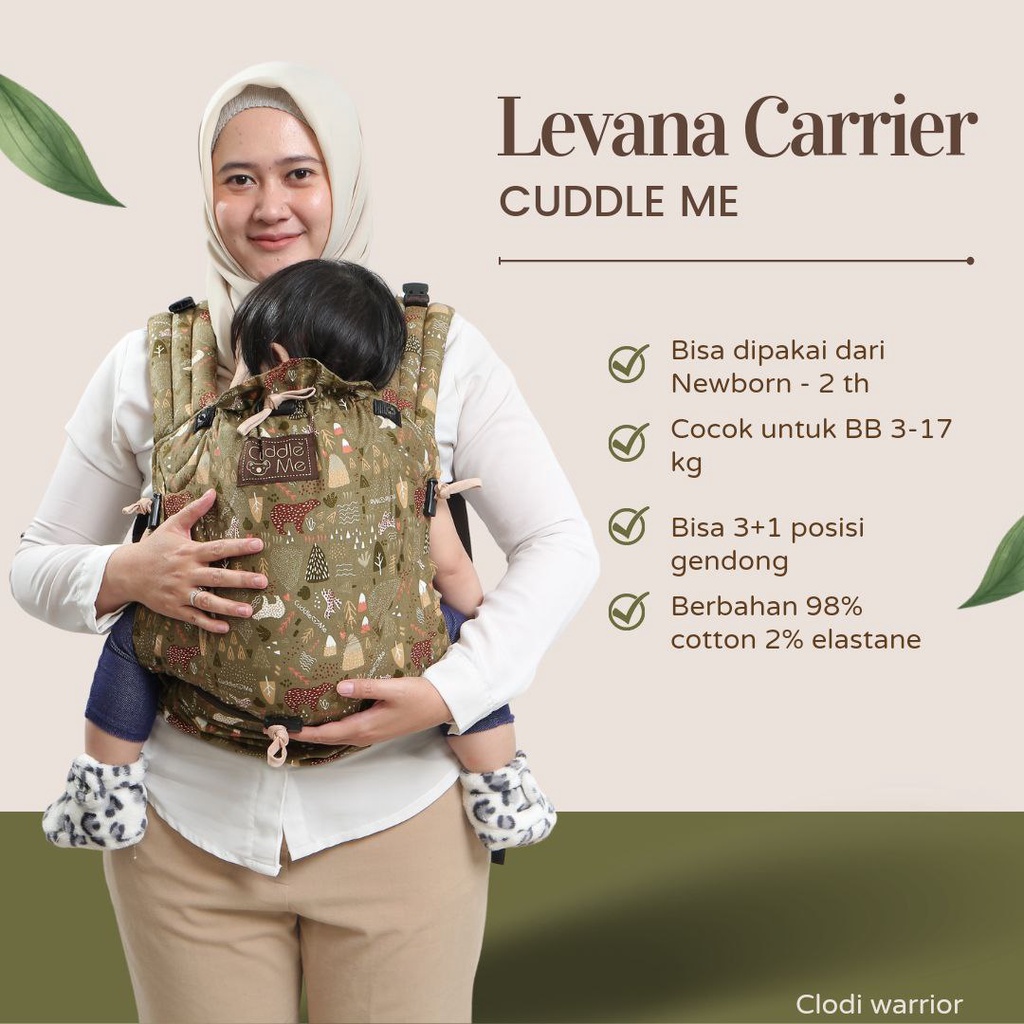 CUDDLE ME  LEVANA CARRIER  Gendongan bayi newborn aman untuk lahiran sesar nyaman stretchy empuk ergonomis support M shape