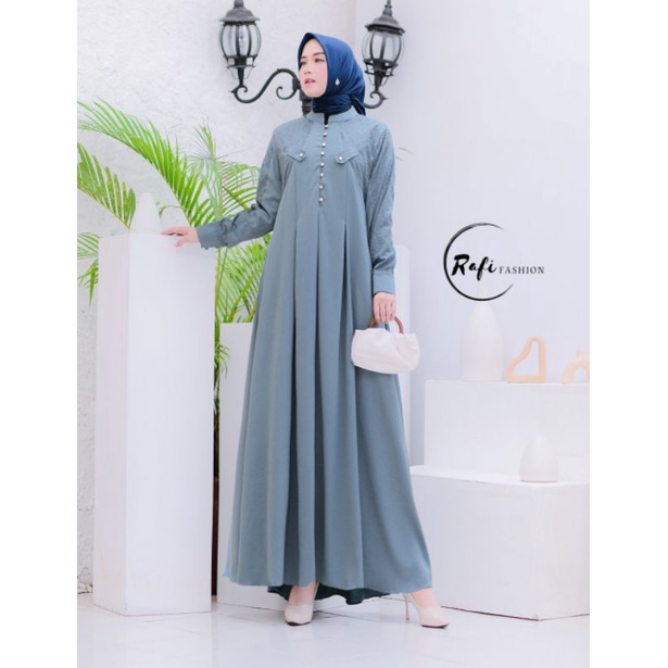 gamis linen keringkle premium+katun bordir