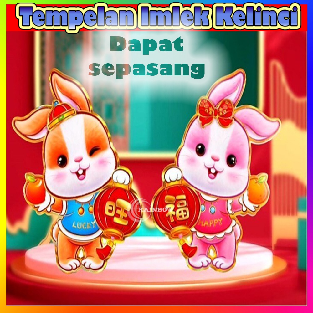Gambar Kelinci / Bunny 2023 Tempelan Pintu Stiker Imlek Ornamen Sincia Murah Tempelan Imlek Kelinci 