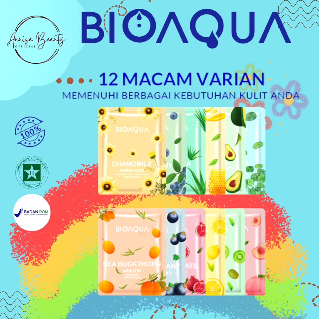 [BPOM][100% ORIGINAL] BIOAQUA Sheet Mask Hydrating Essence Face Mask Brightening Moisturizing Skin Care Anti aging Masker Wajah(25g/pcs)