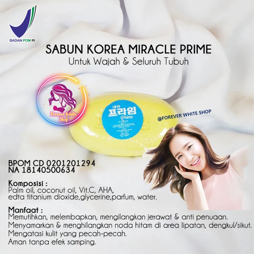 Sabun Korea Pemutih PRIME MIRACLE BPOM / Sabun Pemutih Badan dan Wajah Glowing Sabun Telur Sabun Pem