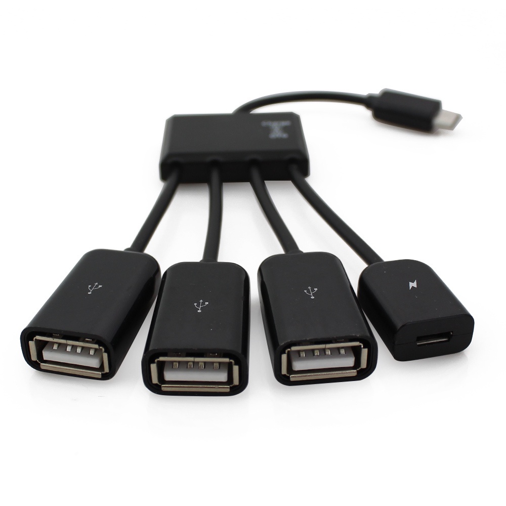 Konektor Kabel CHARGE HUB OTG USB Mikro 4port Spliter MICRO USB OTG CHARGE HUB OTG HUB Extension Docking (OTG+3Port HUB 2.0) Untuk Smartphone Tablet PC