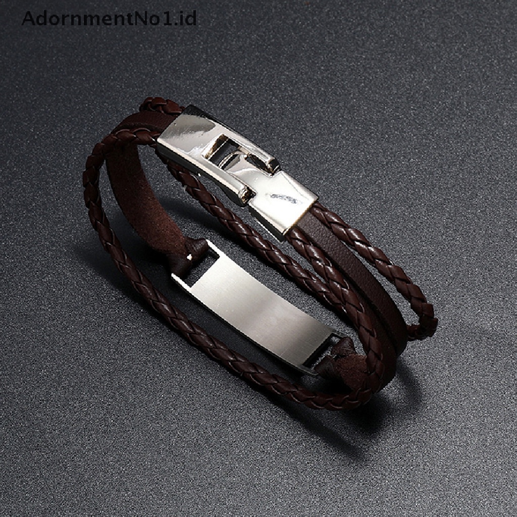 [AdornmentNo1] Gelang Kulit Asli Ladies and Men Buckle Bracelet Simple Multilayer Kepang [ID]