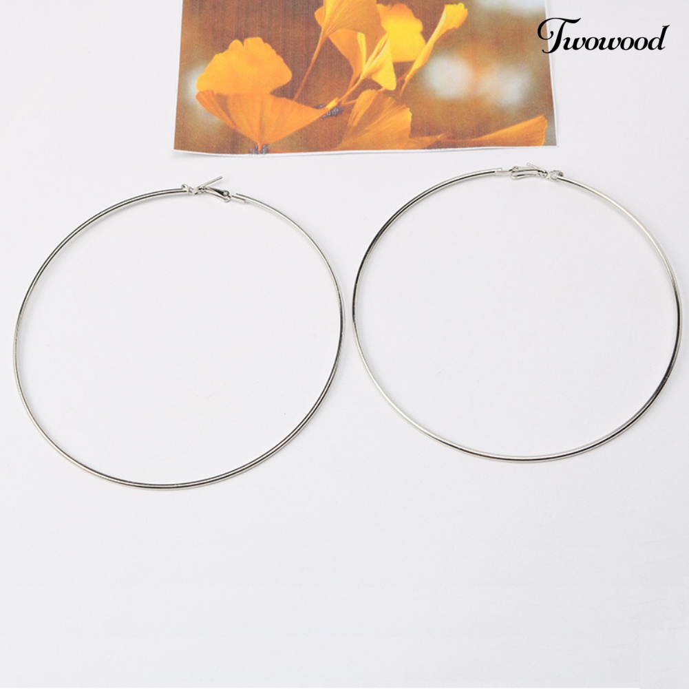 Twowood Simple Wanita Berongga Lingkaran Besar Hoop Earrings Pesta Pernyataan Perhiasan Hadiah Teman