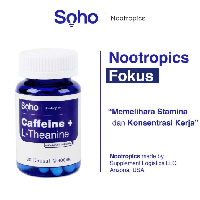 Soho Nootropics: Caffeine L Theanine 60 Kapsul - Boost Fokus & Stamina
