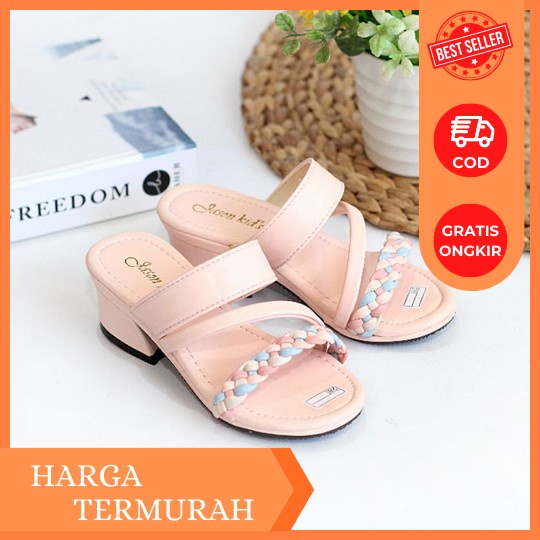 Sendal Anak Perempuan Sandal Kaca Heels Anak Perempuan High Hels Import Sendal Princes Hils Kondanga