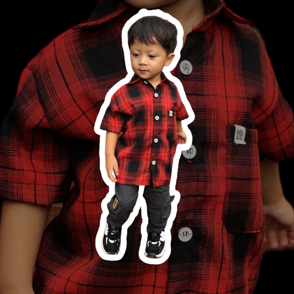 KEMEJA FLANNEL LENGAN PENDEK ANAK 2-6 TAHUN