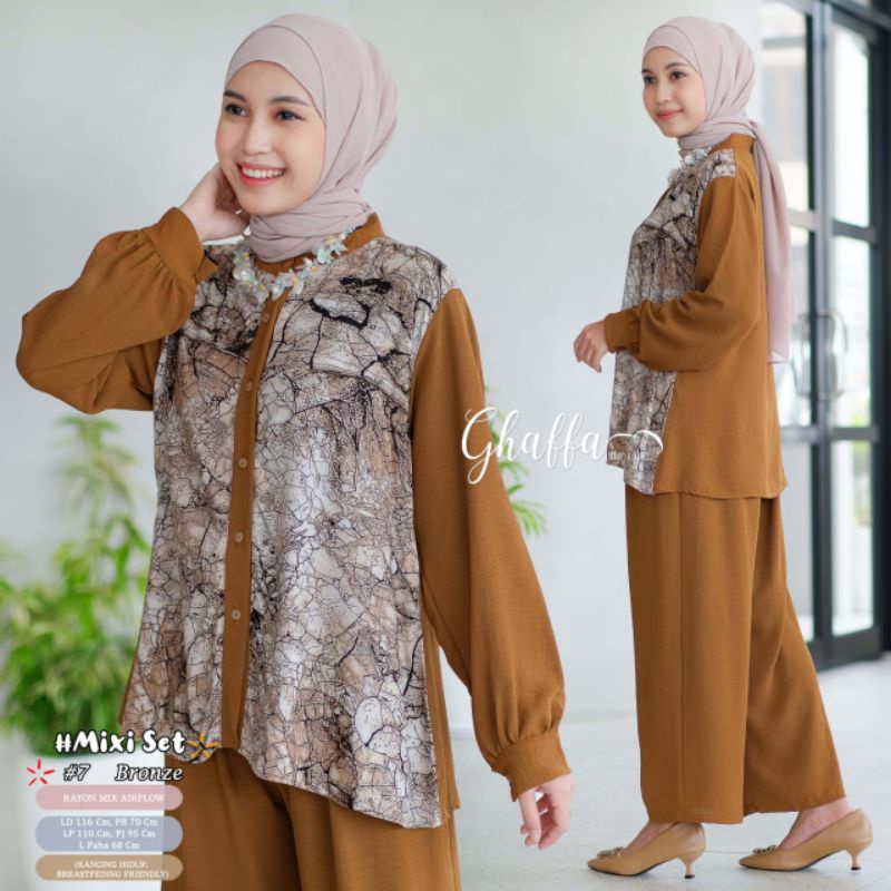MIXI SET #7 BY TULUS SIGNATURE / ONESET MOTIF WANITA MUSLIMAH / Setelan celana airflow import solo