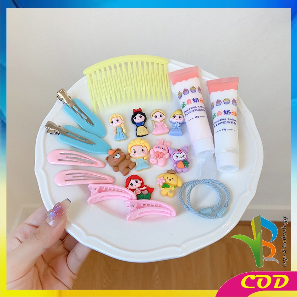 RB-C776 Jepit Rambut DIY Set With Clay Decorating Hair Pin Korean Style / Menghias Jepitan Karet Aksesoris Rambut Anak dengan Cream Import