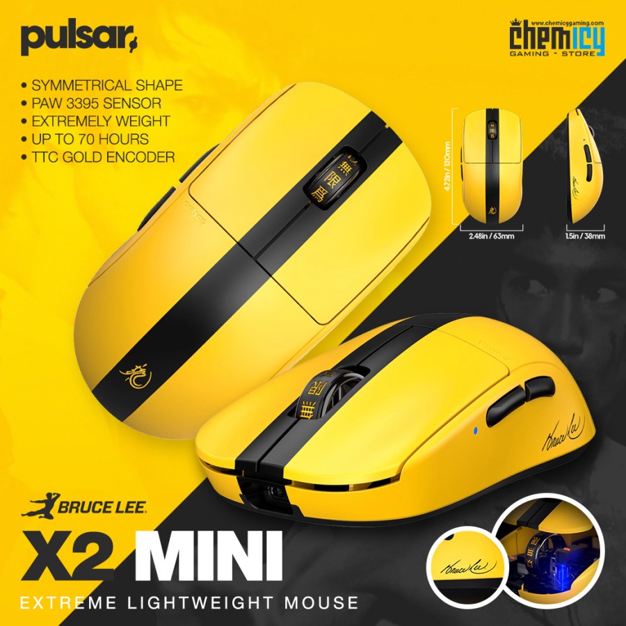 Pulsar X2 Mini Bruce Lee Edition Lightweight Wireless Gaming Mouse