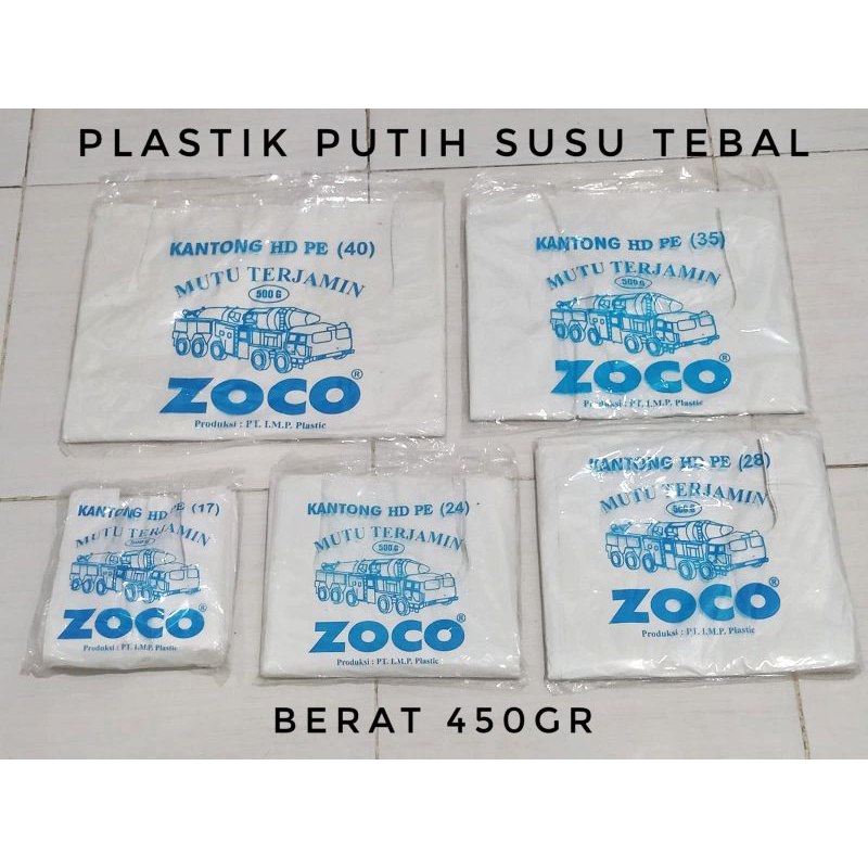 Kantong Plastik HD Putih Susu Tebal/Kantong kresek Putih Susu Tebal(450gr)