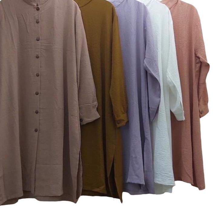 Depan Tunik Crinkel Full Kancing