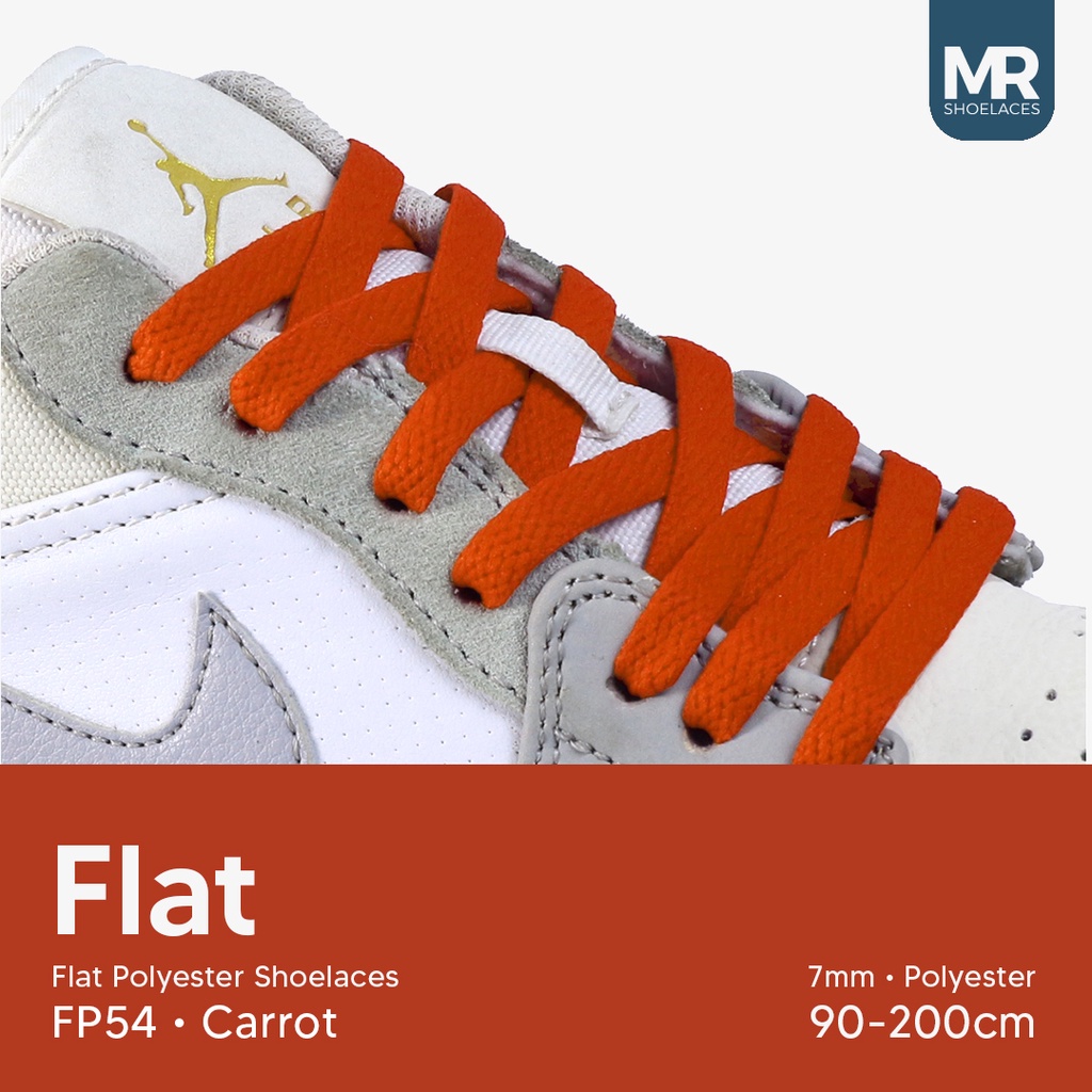 Original MR Shoelaces FP54 Carrot Wortel Tali Sepatu Pipih Flat 7mm 90cm 100cm 120cm 130cm 140cm 150cm 180cm 200cm Polyester Shoelaces Premium