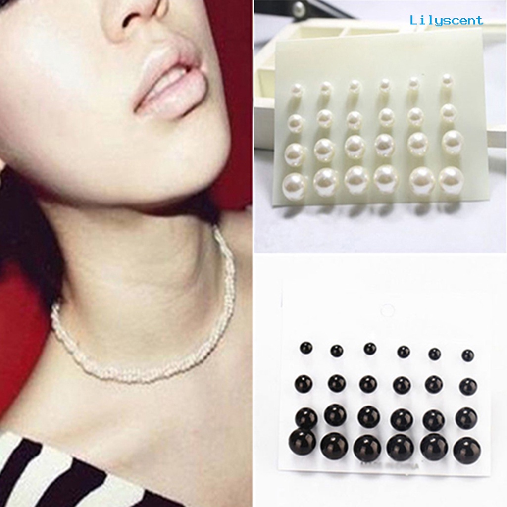 [LS] 12pasang Ear Stud All-match Mutiara Imitasi Elegan Menarik Untuk Pesta