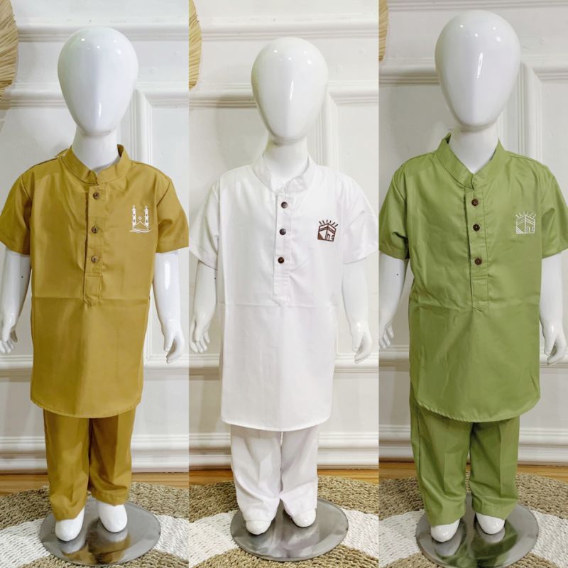 SET KURTA ANAK BORDIR / BAJU MUSLIM ANAK / BAJU STELAN KOKO TOYOBO ANAK