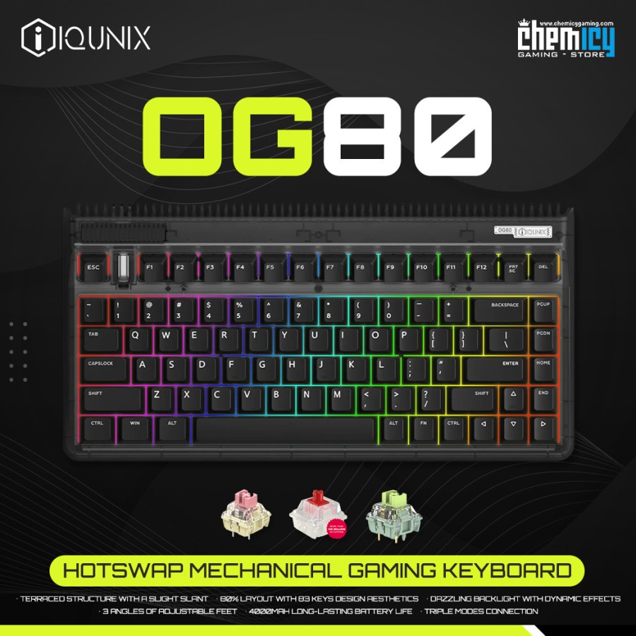 Iqunix OG80 Darkside Wireless RGB Mechanical Gaming Keyboard