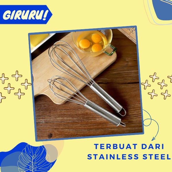 Whisk Stainless / Pengocok Telur Stainless / Whisk Egg Beater / Baking Tool / Manual Mixer / Ballon Whisk Stainless Kocokan Telur Stainless steel 29 cm whisker Pengocok Telur / Better Beater Hand Mixer Manual / Alat Pengocok Full Stainless Kocokan Telur