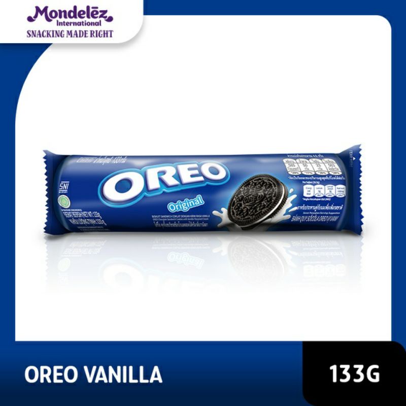 

Oreo Biskuit Vanilla Regular 123.5 gram Untuk Jajanan Anak Dan Dewasa -1pcs