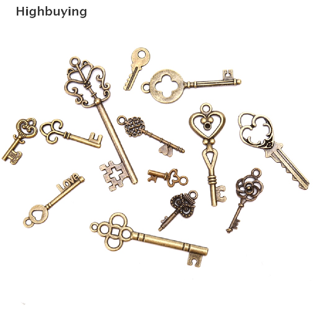 Hbid 13Pcs Vintage Metal Mix Style Kunci Ch Liontin Membuat Perhiasan Tampilan Lama Glory