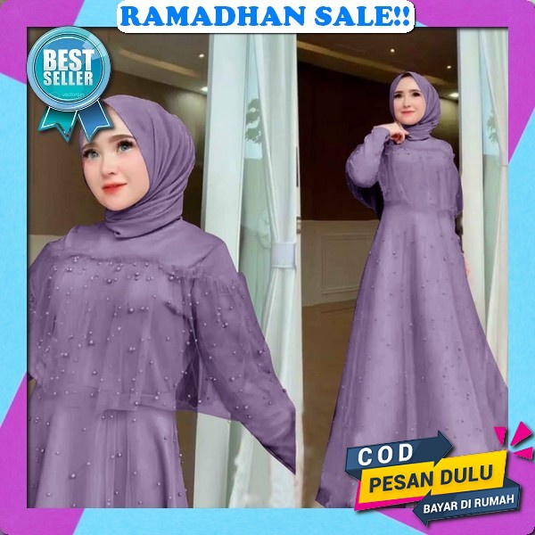 Layla Dress Cringkle Premium Mix Bordir Baju Gaun Kondangan Wanita Terbaru Dress Bordir Jumbo Model 