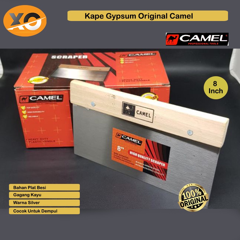 Kape Gypsum Gipsum Camel 8 Inch Kape Stainless Skrap Sekrap Dempul Gagang Kayu Original Premium Qual