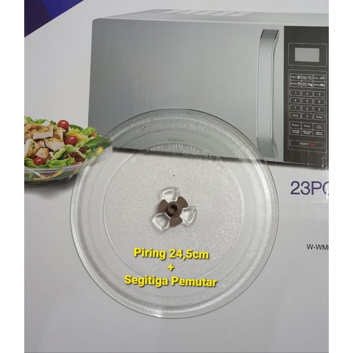 Microwave Piringan Kaca Microwave 24.5 Cm + Segitiga Putar - Piring Microwave