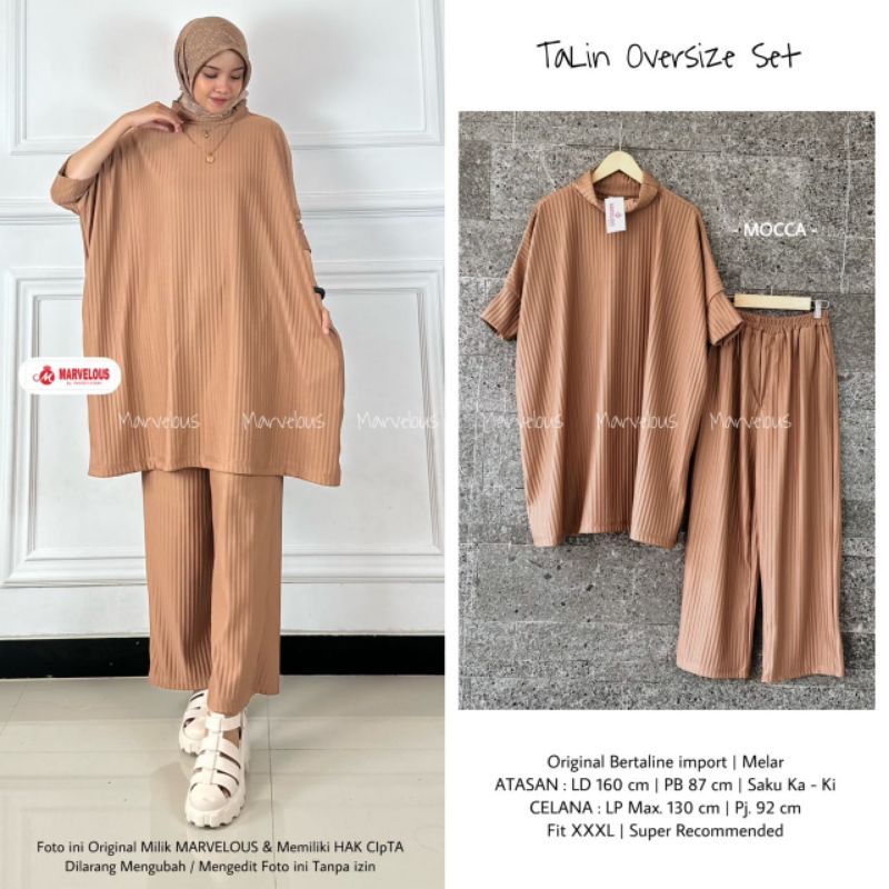 TALIN OVERSIZE SET BY MARVELOUS / ONE SET WANITA MUSLIMAH IMPORT / Setelan polos modern rekomended