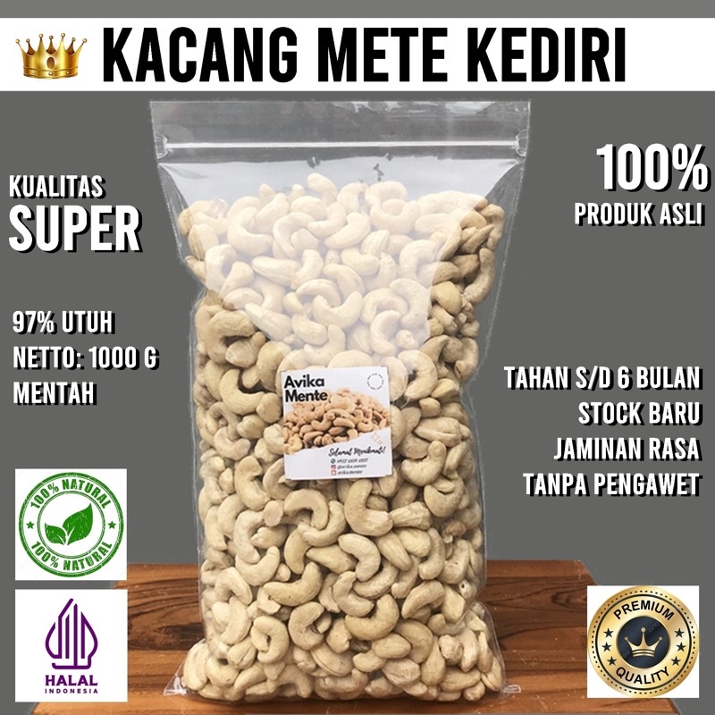 

KACANG METE/MEDE/MENTE MENTAH SUPER/OLEH-OLEH KHAS KEDIRI 1000 GRAM