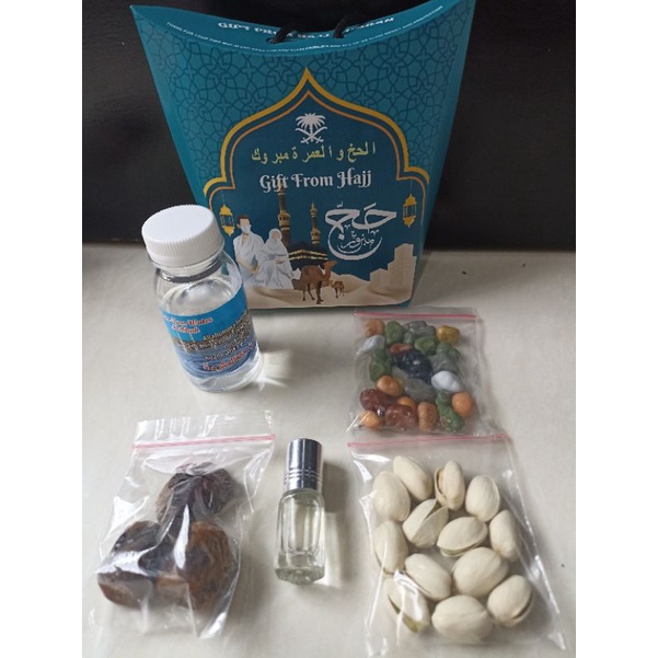 

paket oleh oleh umroh haji grosir kacang coklat krikil air zamzam kurma dijamin fresh