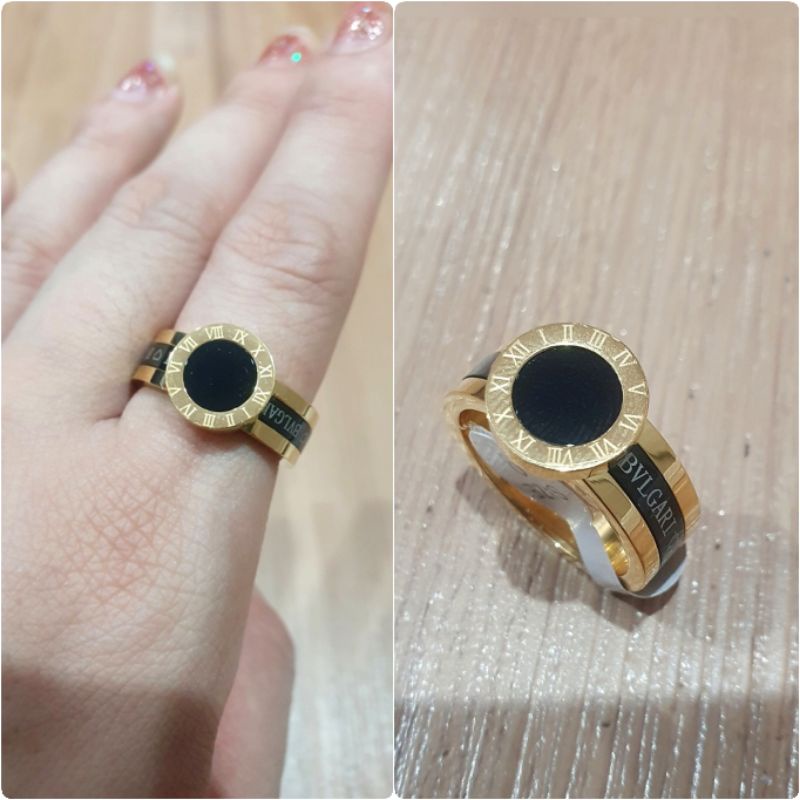 Cincin Titanium Asli Premium Quality Anti karat anti alergi Motif Bvl Branded Band Stainless steel ori import Ct882