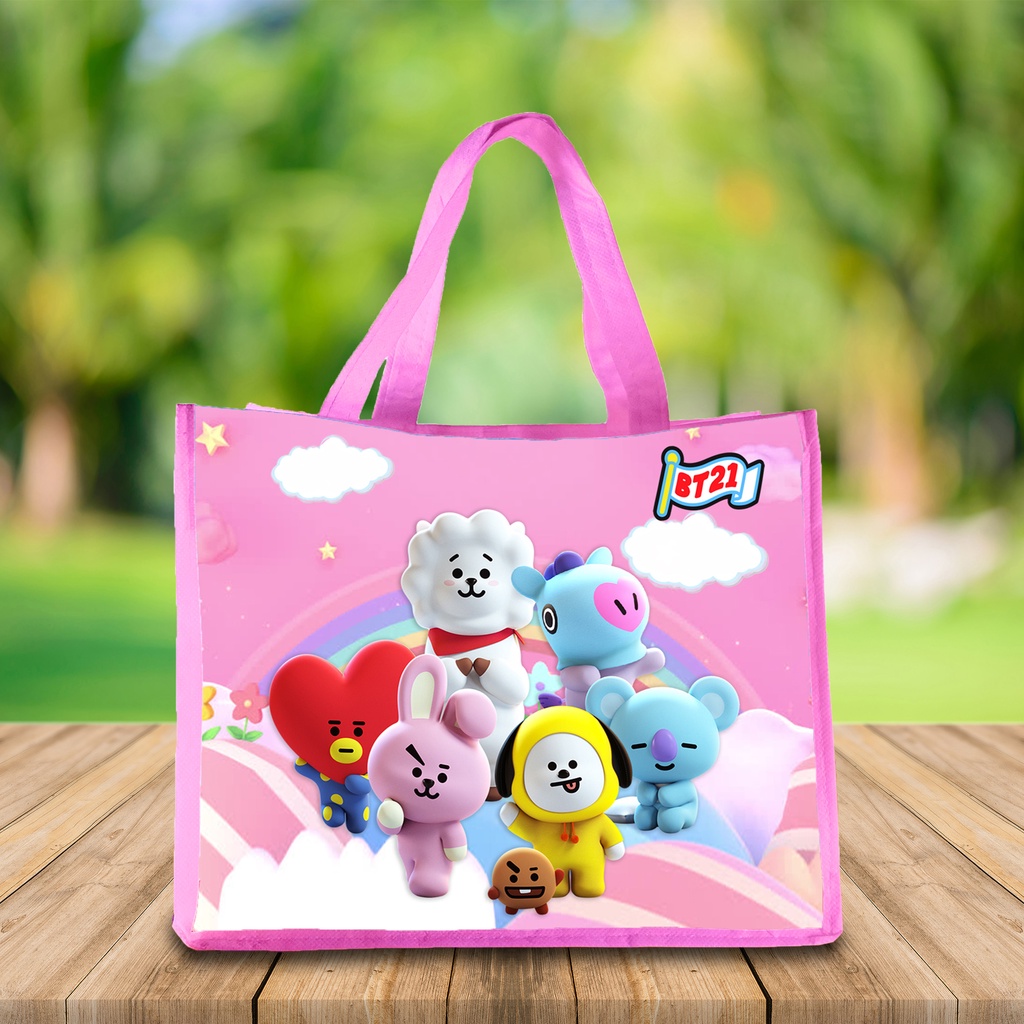 TAS READY STOK LANDSCAPE BT21 / GOODIE BAG MOTIF/ TAS ULANG TAHUN UKURAN KFC