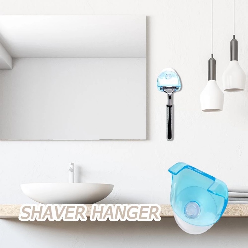 Rak Penyimpanan Kamar Mandi Tahan Air Tempat Plastik Bening Dengan Suction Cup Kreatif Razor Hanging Rack Strong Load Bearing Bracket Hooks Untuk Asrama Hotel Rumah