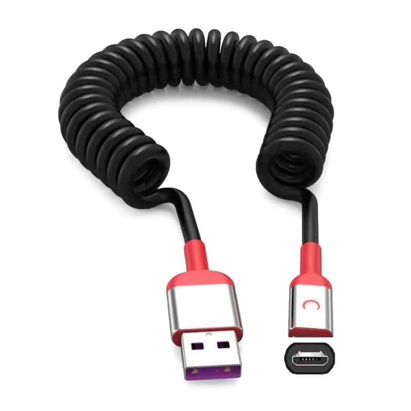 Zzz 66W 5A Colied USB C Cable Fast Charge Type C Cord Untuk Ponsel Android Musim Semi USB Charging Cable Wire Transfer Data Lin