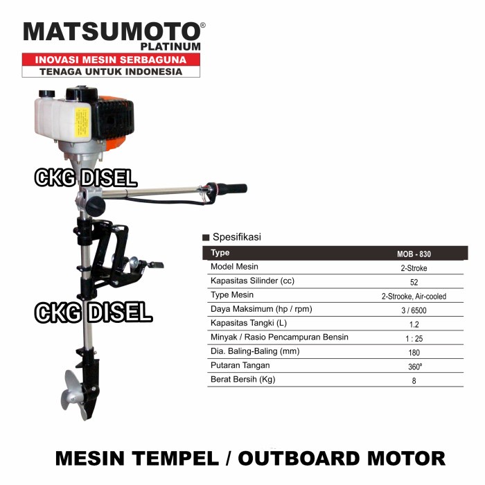 Fer Mesin Tempel Outboard 3 Hp Matsumoto