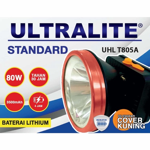 ULTRALITE SENTER KEPALA CAS LED 80W 80 WATT SUPER TERANG LITHIUM UHL T805A BATERAI LITHIUM 3500MAH FAST CHARGING