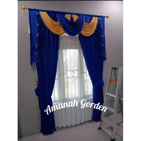 1set Gorden Jendela Mewah Modern Hordeng pintu Minimalis Gorden Poni ruang tamu pintu tengah murah