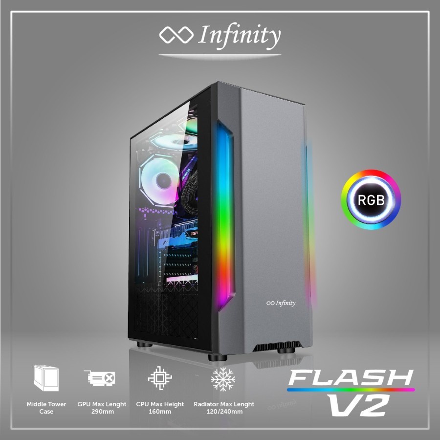 PC Case Gaming Infinity Flash V2 Include 1Fan RGB