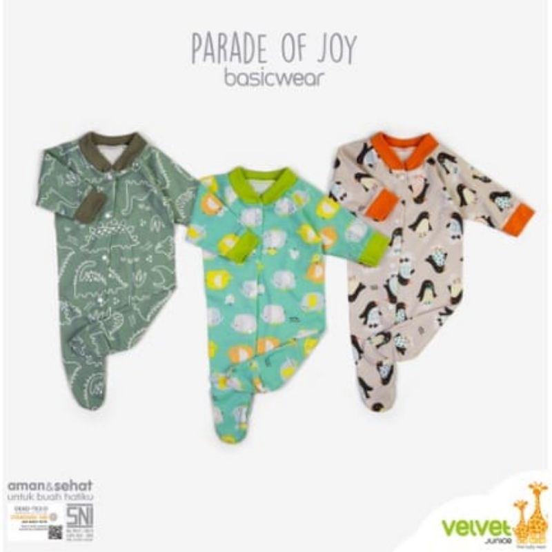 Jumsuit Bayi Buka &amp; Tutup Kaki NB Velvet Junior / Baju Bayi Laki Laki &amp; Perempuan