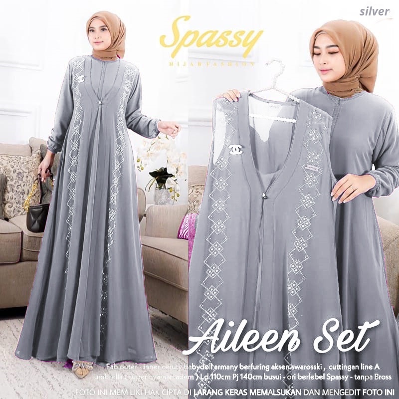 [Ada jumbo] AILEEN set / Ailen Dres / Aileen Dress / Aileen Gamis-Silver