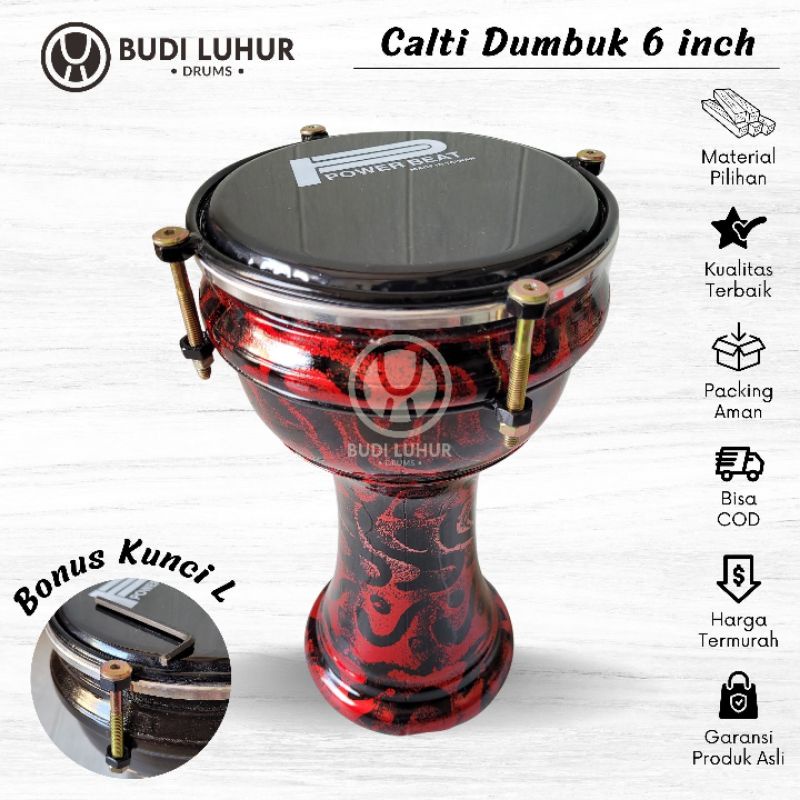 Calti Darbuka Dumbuk Mini Warna Abstrak Merah Ukuran Anak 6 inch Kualitas Terbaik Original