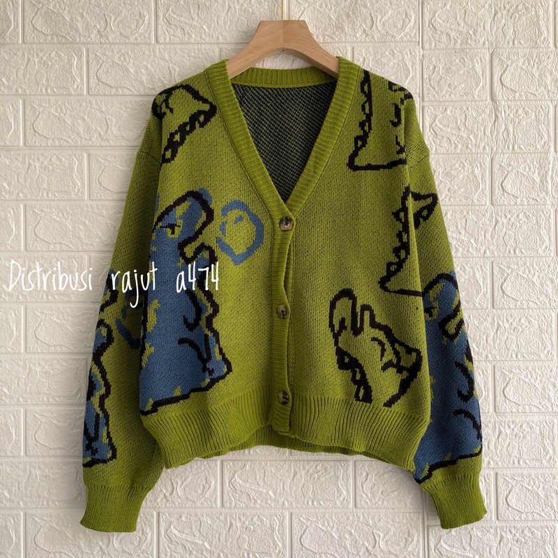 DINO SWEATER RAJUT OVERSIZE KOREA UNISEX UPDATE WARNA TERBARU