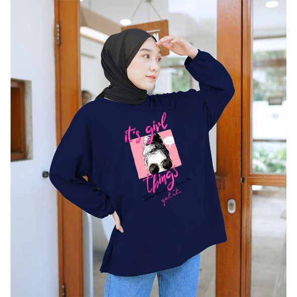 BLOUSE OVERSIZE LENGAN PANJANG KARET LD 130CM DTF ITS GIRL