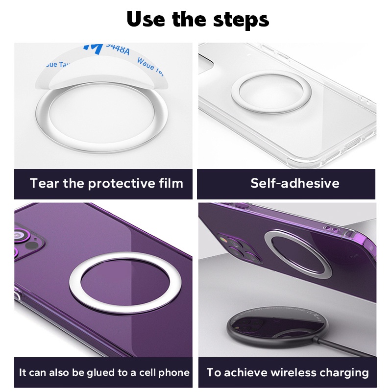 Universal Cincin Logam Bulat Stainless Steel Metal Patch Wireless Charger Aksesoris Dudukan Mobil Kompatibel Untuk Kebanyakan Charger Ponsel Pintar