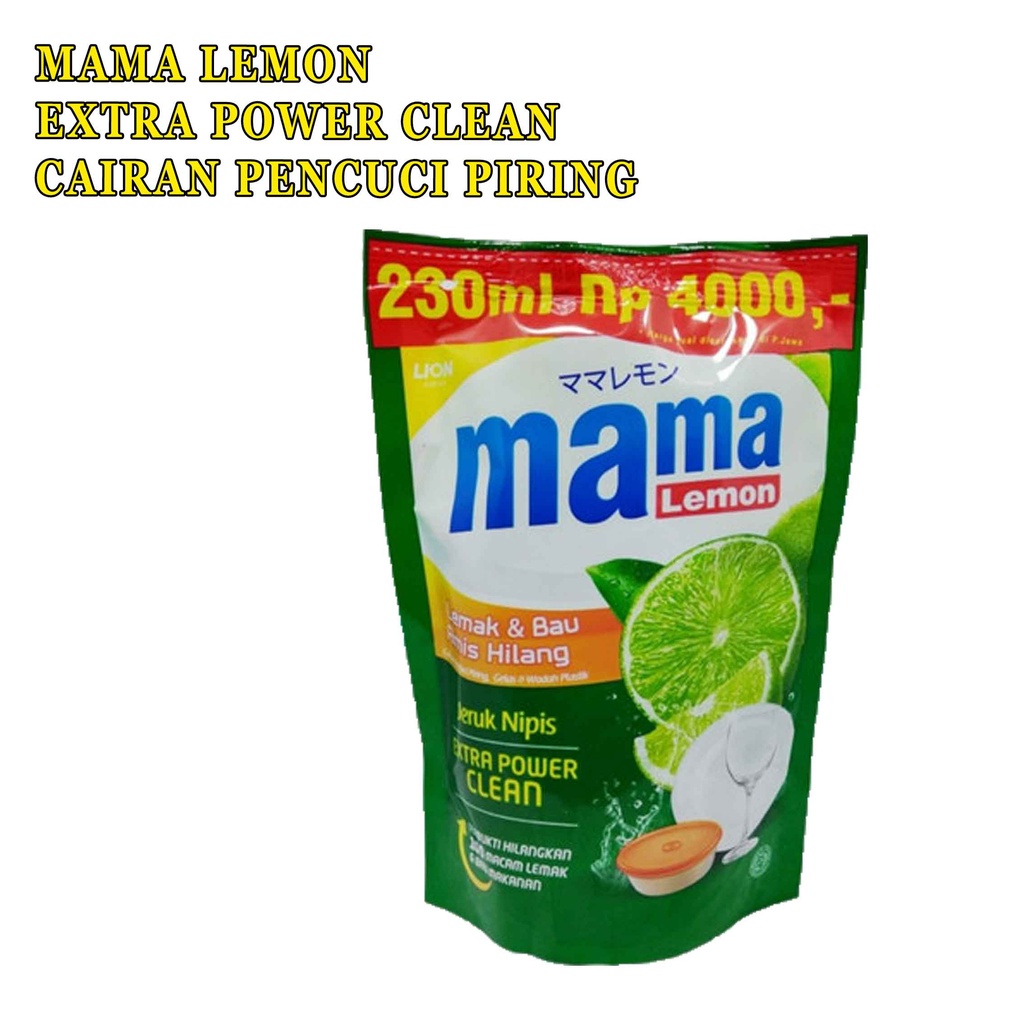 Mama lemon extra power clean* sabun cair* sabun cuci piring